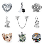 New Original Free Shipping Sliver Plated Bead Alloy Cat Dog Pet Owl Animal Charm Fit Pandora Bracelet Necklace DIY Women Jewelry