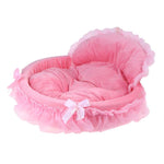 Oval Dog Pet Beds Princess Soft House Nest Cat Dog Mat Sofa For Small Dogs Pink Lace Puppy House Doggy Teddy Bedding Mat Kennels