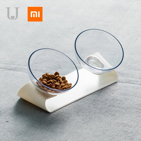 Xiaomi mijia Jordan&Judy PE001 Pet Dog Cat Pet Double Bowl Transparent Tilt Design Healthy Material From Xiaomi Youpin