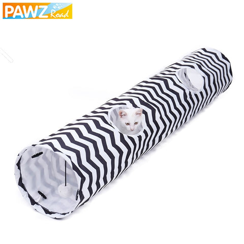 Pet Cat Tunnel 2 Holes Cat Play Tubes With Ball Collapsible Crinkle Kitten Dog Toys Puppy Rabbit Play Cat Tunnel Tubes Cat Toy