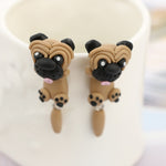 Fashion Cute Handmade Polymer Clay Soft Cute Sharpei Pug Dog Earrings For Women Cartoon Animal Stud Earring Jewelry Gift